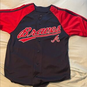 Stitches Braves Jersey - Red and Navy